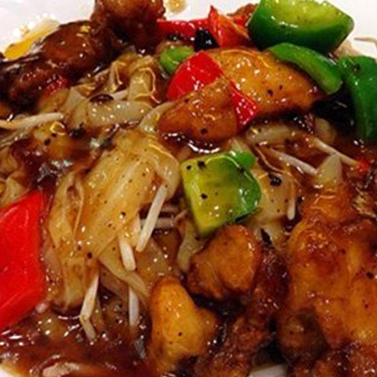 Fried Rice Noodle with Stewed Fish Fillet & Bean Curd 红烧斑腩炒河