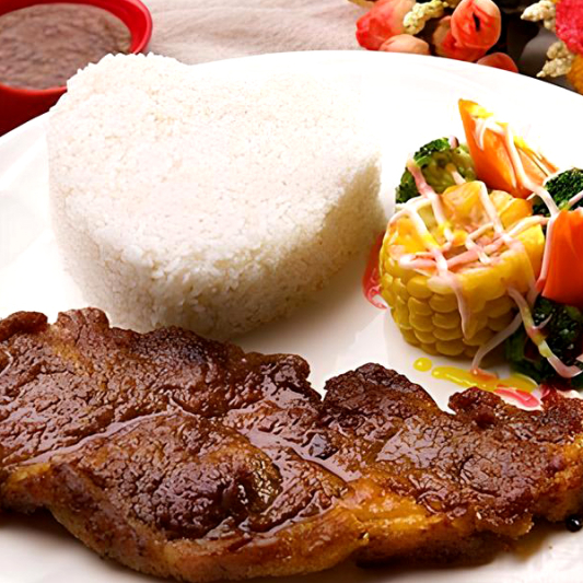 Beef Steak on Rice or Spaghetti 煎牛扒饭/意粉