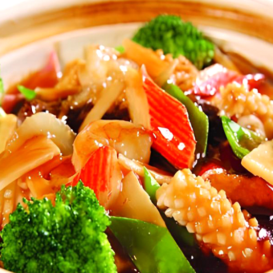 Bean Curd with Meat & Seafood on Rice 八珍豆腐饭