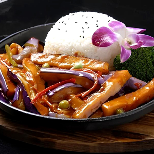 Eggplant with Meat in Chili Sauce on Rice 鱼香茄子饭