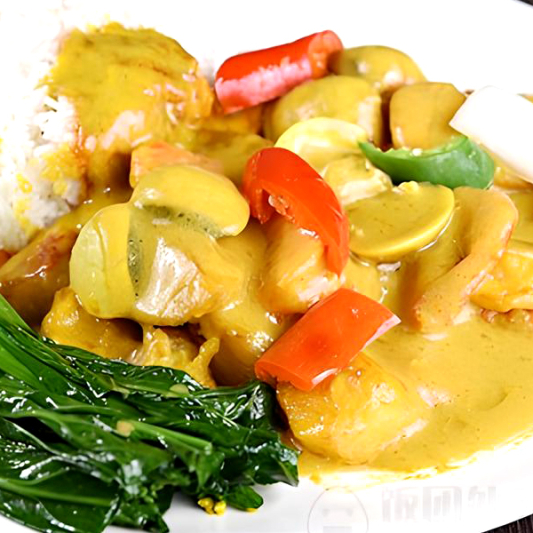 Curry Seafood on Rice or Spaghetti 咖喱牛腩饭/意粉