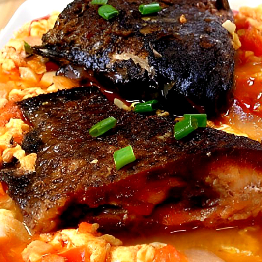 Fried Fish Fillet with Tomato & Egg 鲜茄蛋花鱼柳