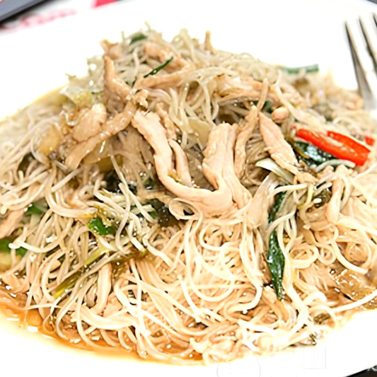 Stir Fried Vermicelli with Preserved Vegetables & Pork 雪菜肉丝炆米
