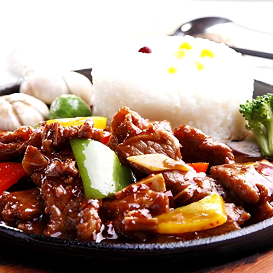 Beef with Black Bean Sauce on Rice 豉椒牛肉饭