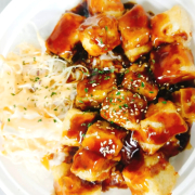 3. Teriyaki Tofu Rice Bowl with K-Cabbage Salad