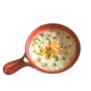 34. Salted Egg & Sliced Pork Congee 成蛋肉片粥 