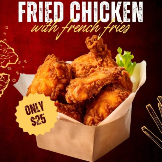 Fried Chicken with French Fries