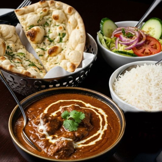 Curry d&rsquo;agneau, bol de riz et naan &agrave; l&rsquo;ail / Lamb Curry, Rice Bowl & Garlic Naan