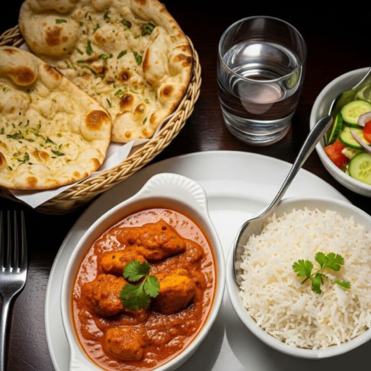Curry de poulet, bol de riz et naan &agrave; l&rsquo;ail / Chicken Curry, Rice Bowl & Garlic Naan
