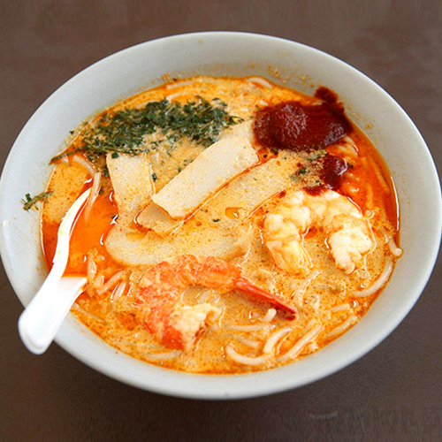Seafood and Rice Noodles in Laksa Soup