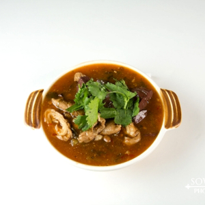 Spicy Pig Intestine with Pork Blood in Claypot