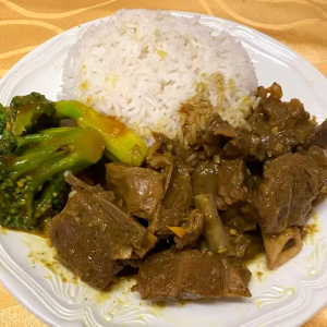 Goat with Curry Sauce Rice Platter