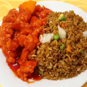 Sweet and Sour Chicken Rice Platter