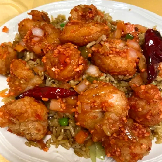 Deep Fried Shrimp with Spicy Salt Rice Platter
