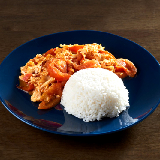 Tomato and Egg Stir-Fry over Rice