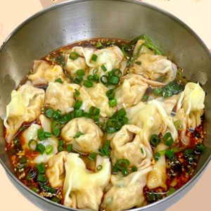 Spicy Sichuan Wonton with Chicken Soup Filling with Shrimp & Pork (红油鸡汤鲜虾猪肉抄手)