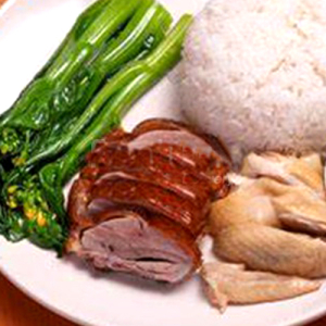 Double Boiled Chicken & Roast Duck with Rice