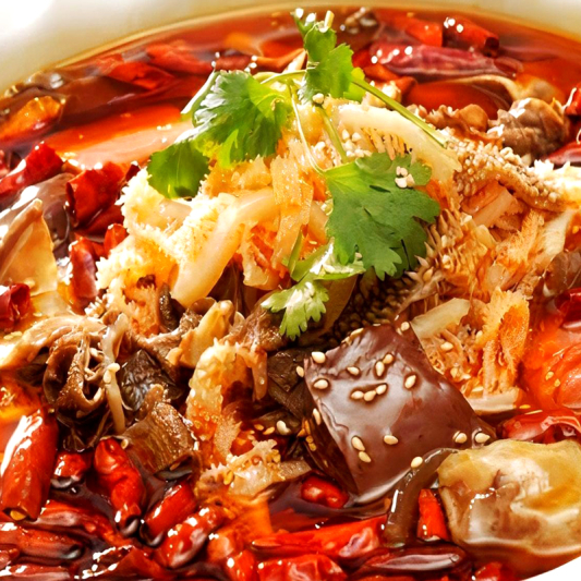 Pork Blood, Beef and Tripe in Spicy Soup 毛血旺