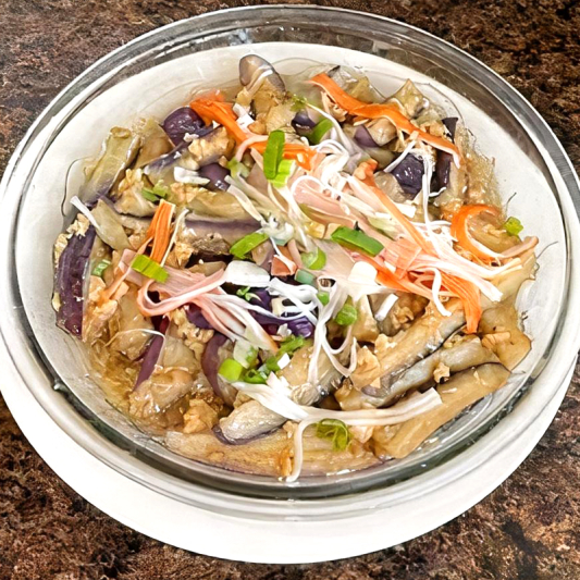 Steamed Eggplant with Glass Noodles and Garlic 蒜蓉粉丝蒸茄子