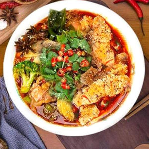 Boiled Hot Pot-Combo with Rice 冒菜-套餐(配米饭）