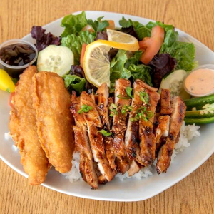 №6 Chicken & Fish Teriyaki Plate