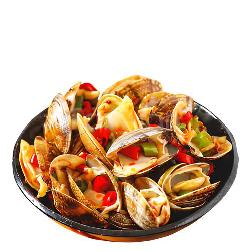 Pot of Green Peppers and Clams