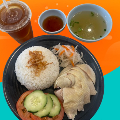Boiled Chicken Rice + Lemon Tea 白切鸡饭+柠檬茶