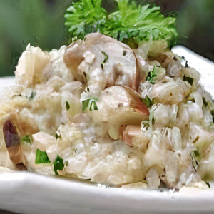 Risotto ai funghi e petto di pollo
