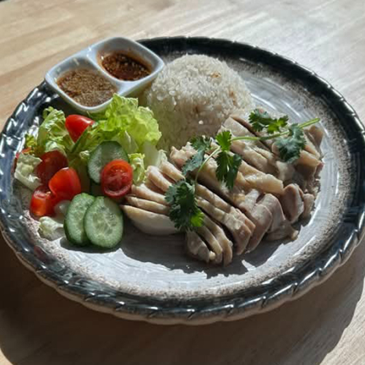 Hainanese Chicken Rice with Salad