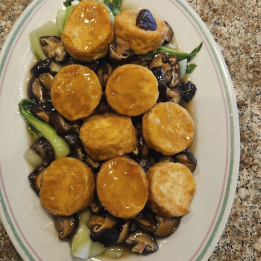 V7. Egg Tofu with Bok Choy