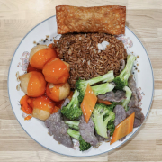 C12. Egg Roll, Chicken Fried Rice, Beef with Broccoli & Sweet & Sour Chicken Combo