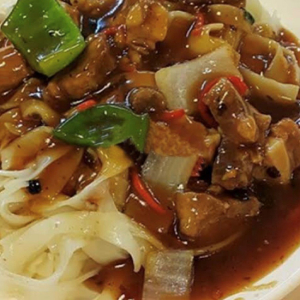 Ribs with Black Bean Sauce Flat Rice Noodles