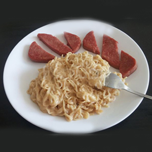 Instant Noodles with Cheese Sauce