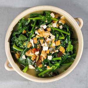 Spinach with Preserved Egg & Salted Egg in Broth