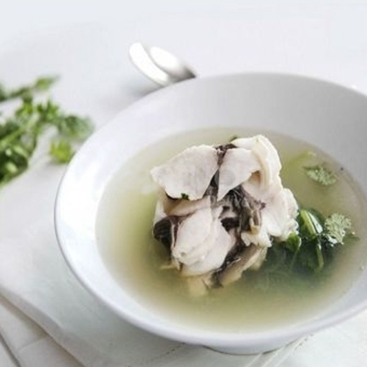 Parsley & Preserved Egg with Fish Fillet Soup