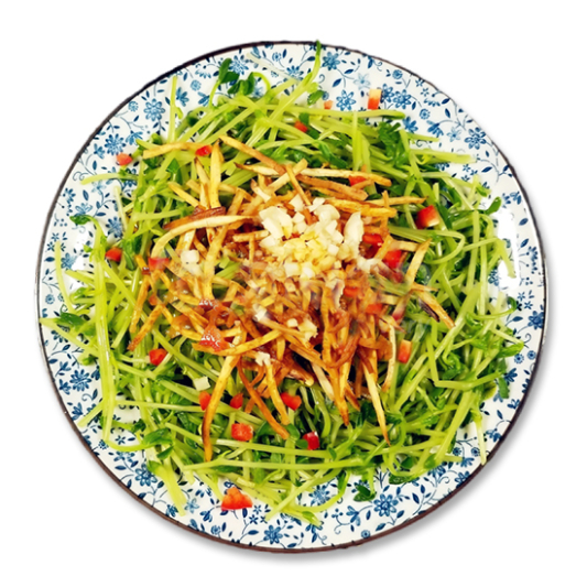 Sauteed Pea Shoots in Minced Garlic