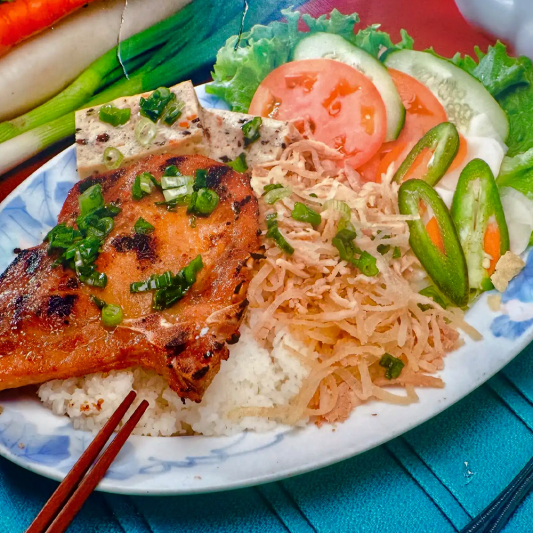 46. Pork Chop, Pork Skin, Egg Cake (Cơm Sườn, B&igrave;, Chả)