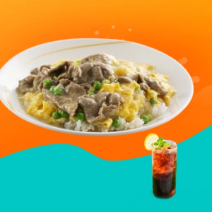 Beef with Scrambled Egg over Rice & Tea