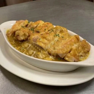 Baked Chicken Steak with Curry Rice