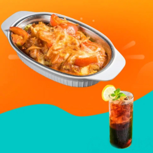 Baked Minced Beef with Cheese Rice or Pasta Set & Tea