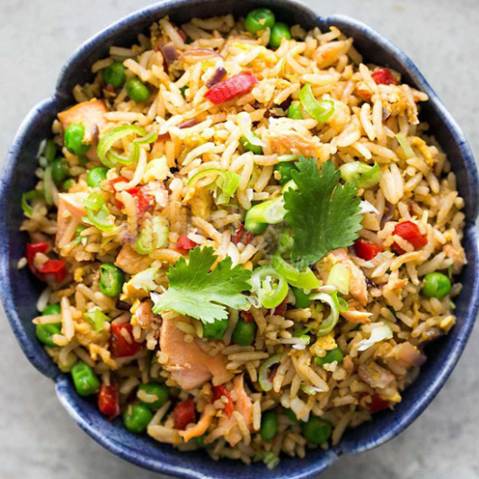 Salmon with Herring Roe Fried Rice