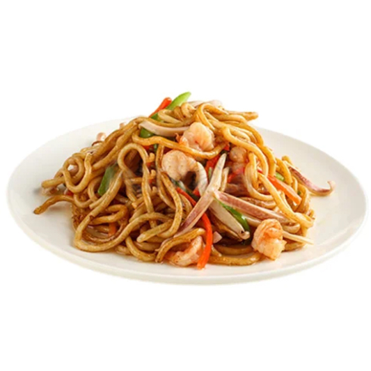Pan-Fried Seafood Udon with Black Pepper Sauce