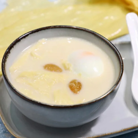 Curd, Bamboo Shoots and Egg Candy Water with White Fruit