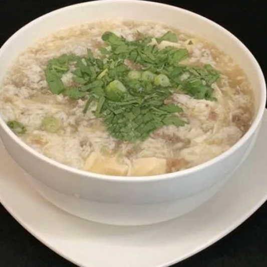 Egg Drop Soup with Cilantro & Minced Beef