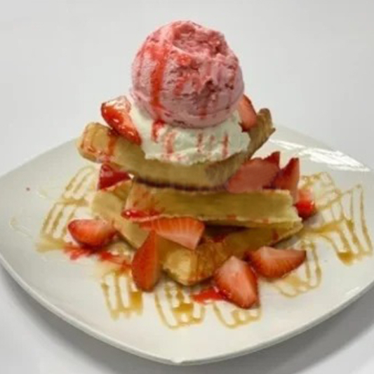 Strawberry Waffle with Strawberry Ice Cream