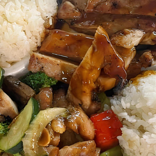 1. Chicken Teriyaki & Almond Chicken