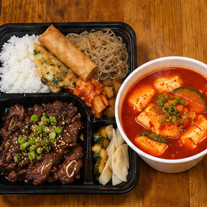 Galbi & Beef Tofu Stew Combo 갈비 & 비프 순두부 콤보