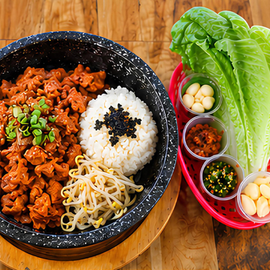 Spicy Pork & Lettuce Set 돼지 불고기 & 쌈