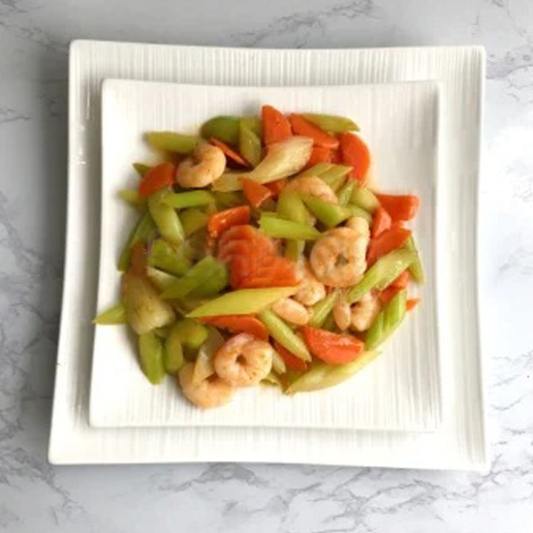 Chinese Celery Snow Peas Shrimp / 中芹雪豆大虾球