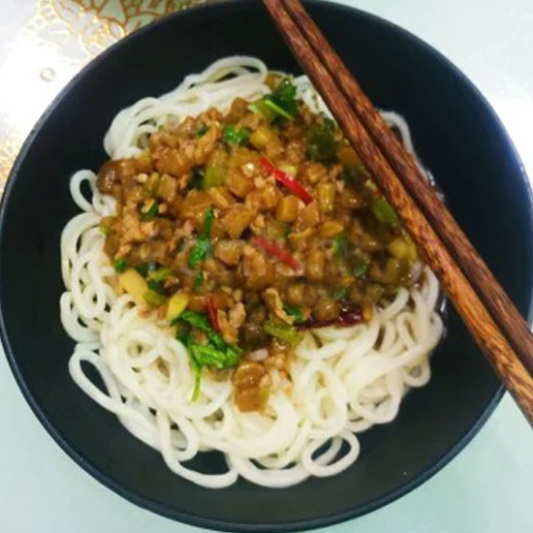 Eggplant & Diced Pork Noodles / 肉丁茄子过水面